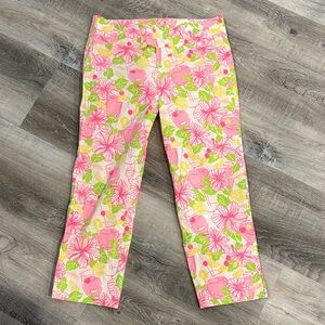Lilly Pulitzer palm beach fit Floral Pink pants sz 4
